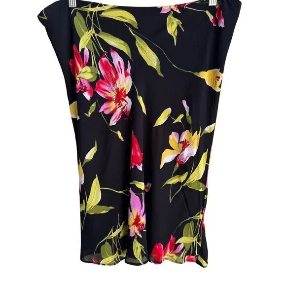 Lily Vintage Y2K Floral Black Pink Womens Flowy Stretch Lightweight Boho Skirt L - Picture 4 of 6